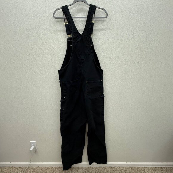 Carhartt R37 Black Loose Fit Firm Duck Bib Double Knee Work Overall Mens 34x36 - Picture 7 of 7